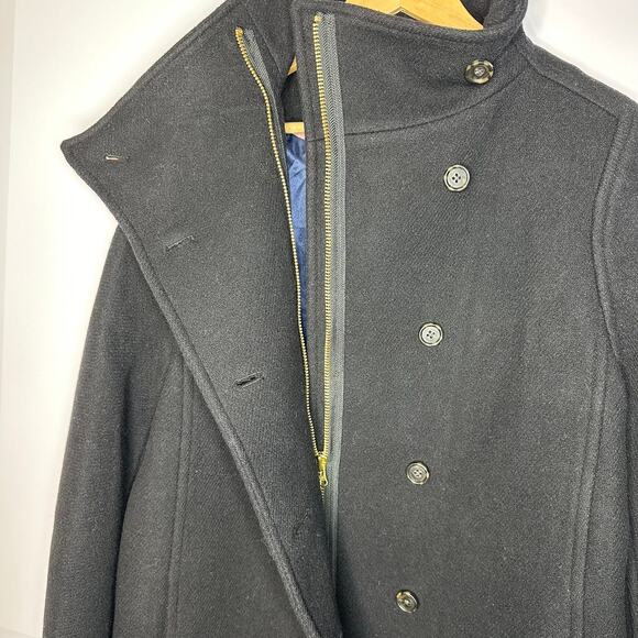 J.Crew Nello Gori Italian Stadium Cloth Villa Cocoon Black Wool Coat Size 2 Tall - Picture 10 of 12